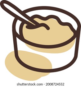 Chocolate pudding, illustration, vector on a white background.