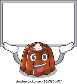 A chocolate pudding mascot picture raised up board