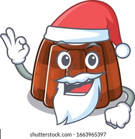 Schokoladenpudding im Stil von Santa Cartoon mit einem kleinen Finger