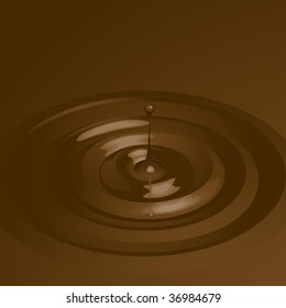 Chocolate puddle with ripples and splash