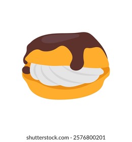 Chocolate Puff, Sweets Vector Illustration Isolated