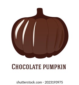 Dibujo vectorial aislado de calabaza de chocolate en estilo plano.