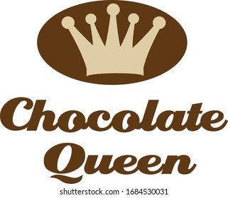 Chocolate Queen Vector Illustration with a Crown