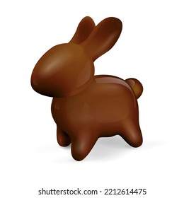 Representación 3D de Conejo de Chocolate. Símbolo del Festival de Año Nuevo 2023, Semana Santa y Mediados de Otoño. Vector aislado.
