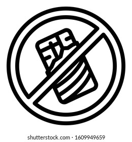 Chocolate restricted icon. Outline chocolate restricted vector icon for web design isolated on white background