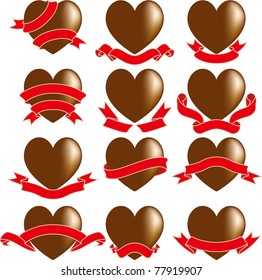 Chocolate and ribbon of heart,