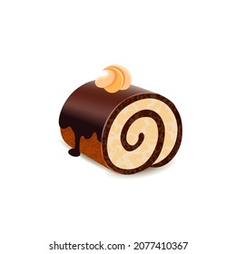 Chocolate Roll Cake, Detailed Vector