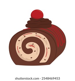 Chocolate Roll Cake Illustration - Single Vector