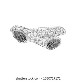 Chocolate roll illustration, hand drawn chocolate sticks 