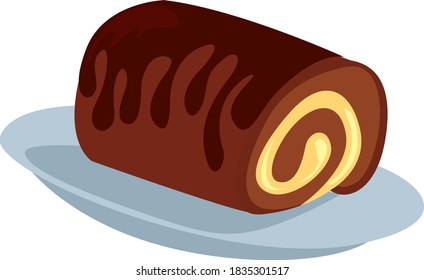 Chocolate roll, illustration, vector on white background
