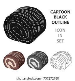 Chocolate roulade icon in cartoon style isolated on white background. Chocolate desserts symbol stock vector illustration.