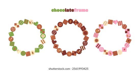 Chocolate round frame 3-color set.Use it as a visual for Valentine's Day!