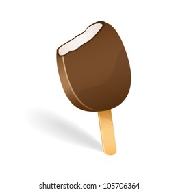 Chocolate rounded ice cream on a stick