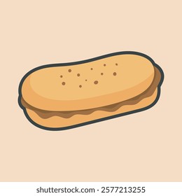 chocolate sandwich with outline flat vector design