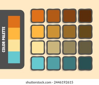 Chocolate sandybrown navajowhite mediumturquoise color palette, colour matching, rgb colors, harmonious colours catalog sample, design and edit idea