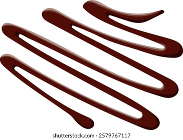 Chocolate Sauce Drizzle Illustration Isolated on White Background