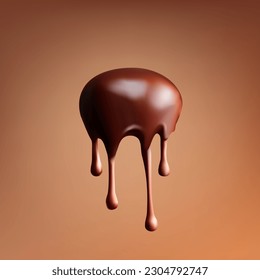 Chocolate Sauce, Ganache, Liquid Melted Chocolate Pouring On Sphere. EPS10 Vector