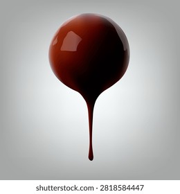 Chocolate Sauce, Ganache, Liquid Melted Chocolate Pouring On Sphere. EPS10 Vector
