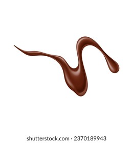 Chocolate sauce syrup drop, splash, stain and swirl. Isolated realistic 3d vector luscious drizzle of rich velvety choco dessert, indulgent delight, enticing taste buds with its sweet, decadent allure