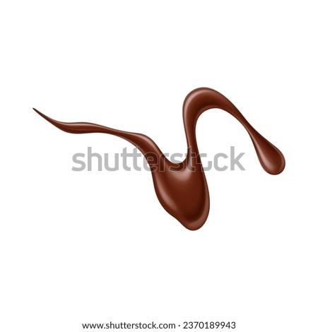 Chocolate sauce syrup drop, splash, stain and swirl. Isolated realistic 3d vector luscious drizzle of rich velvety choco dessert, indulgent delight, enticing taste buds with its sweet, decadent allure