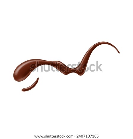 Chocolate sauce syrup drop, splash, stain and swirl. Isolated realistic 3d vector melt glistening dessert cascades in a tantalizing, velvety drop. Brown, sweet indulgence, heavenly decadence drizzle