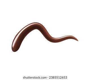 Salsa de chocolate, salpicaduras de jarabe o torbellino. Yogur de choco y línea caliente de rizos de cacao, cóctel de chocolate o bebida de cacao aislada de gotita vectorial 3d. Bebida dulce de mancha realista o zigzag de forma giratoria