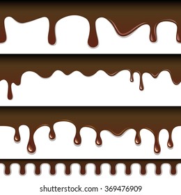 Chocolate seamless drips background, vector illustration