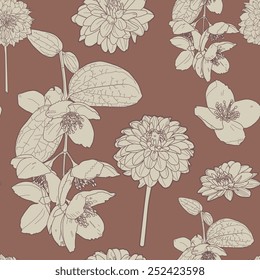 Chocolate seamless floral pattern