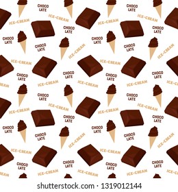 Chocolate seamless pattern with ice cream. Flat Ice Cream pattern. Vector illustration. 