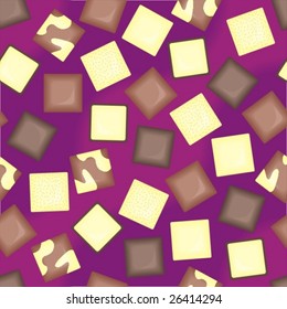 Chocolate seamless pattern on violet background - vector illustration