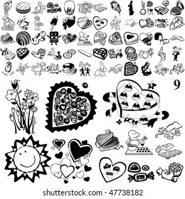Chocolate set of black sketch. Part 101-9. Isolated groups and layers.