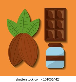 chocolate set icons cocoa food sweet