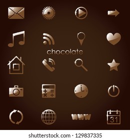 chocolate set of media icons for applications. eps10