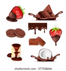 Chocolate set. Sweet vector icons. EPS10