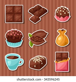 Chocolate set of various tasty sweets and candies.