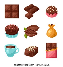 Chocolate set of various tasty sweets and candies.