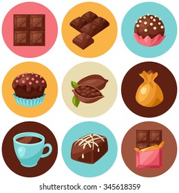 Chocolate set of various tasty sweets and candies.