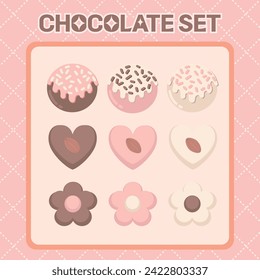 Chocolate Set Vector Illustration for Valentine's Day (Sweet Love and Propose)