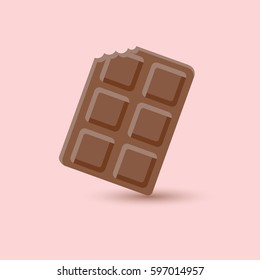 Chocolate with shadow on pink background, vector illustration