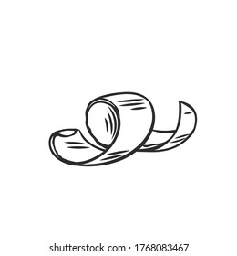 Chocolate shaving outline icon. Curl, spiral, confectionary ingredient vector illustration. Hand drawn monochrome chocolate shaving in retro style.