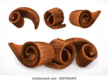 Chocolate shavings. 3d realistic vector icon