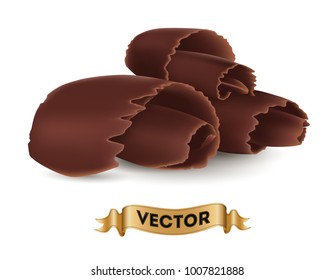 Chocolate shavings on white background. Realistic style vector illustration