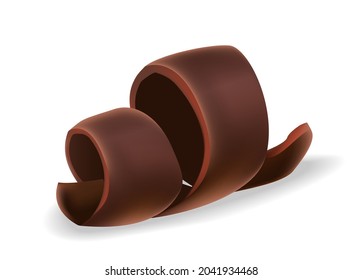 Chocolate shavings on white background, realistic vector illustration