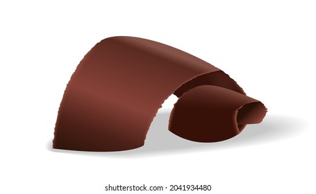Chocolate shavings on white background, realistic vector illustration