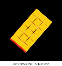 Chocolate sign. 3D Extruded Yellow Icon with Red Sides a Black background. Illustration.