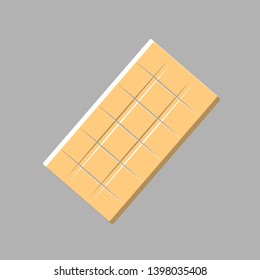 Chocolate sign. Emboss effect with light orange icon on gray background.