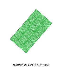 Chocolate sign. Green scribble Icon with solid contour on white background. Illustration.