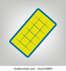 Chocolate sign. Icon in colors of Ukraine flag (yellow, blue) at gray Background. Illustration.