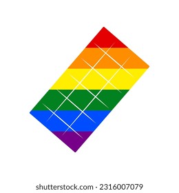 Chocolate sign. Rainbow gay LGBT rights colored Icon at white Background. Illustration.