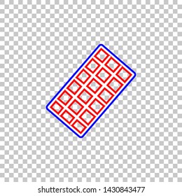 Chocolate sign. Red, white and contour icon at transparent background. Illustration.
